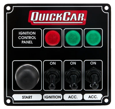 Switch Panel, Dash Mount, 4.625 x 4.375 in, 3 Toggles / 1 Momentary Button, Indicator Lights, Black, Each - QCP-50-825