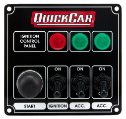 Switch Panel, Dash Mount, 4.625 x 4.375 in, 3 Toggles / 1 Momentary Button, Indicator Lights, Black, Each