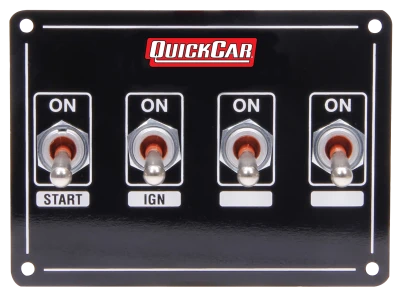 Switch Panel, Extreme, Dash Mount, 4-1/8 x 3 in, 3 Toggles / 1 Cross Over Toggle (Dual Ignition), Black, Kit. - QCP-50-7411