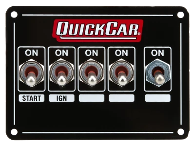 Switch Panel, Extreme, Dash Mount, 4.125 x 3 in, 4 Toggles / 1 Momentary Toggle, 3 Wheel Brake Harness, Dual Ignition, Black, Each. (Use Harness QCP-50-2021). - QCP-50-7713