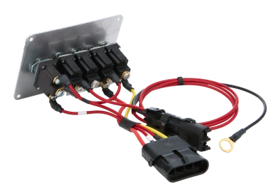 Switch Panel, Extreme, Dash Mount, 4.125 x 3 in, 4 Toggles / 1 Momentary Toggle, 3 Wheel Brake Harness, Dual Ignition, Black, Each. (Use Harness QCP-50-2021). - QCP-50-7713