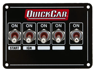 Switch Panel, Extreme, Dash Mount, 4.125 x 3 in, 4 Toggles / 1 Momentary Toggle, Black, Dual Distributor Pickups, Each. - QCP-50-7714