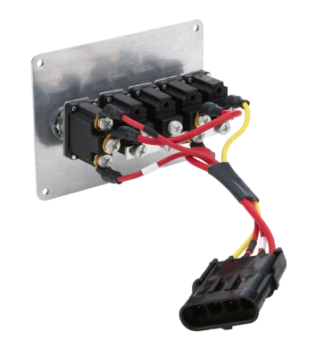Switch Panel, Extreme, Dash Mount, 4.125 x 3 in, 4 Toggles / 1 Momentary Toggle, Dual Ignition, Black, Each - QCP-50-7711