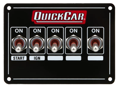 Switch Panel, Extreme, Dash Mount, 4.125 x 3 in, 4 Toggles / 1 Momentary Toggle, Dual Ignition, Black, Each - QCP-50-7711