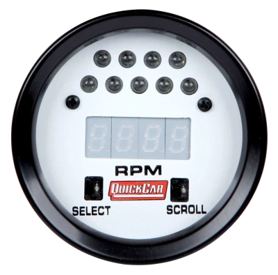 Tachometer, Extreme, 18000 RPM, Digital, 2-5/8 in Diameter, Recall, Shift Light, White Face, Each - QCP-611-7010