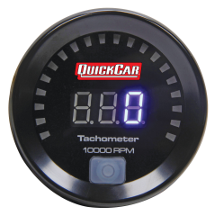 Tachometer, Small Diameter, 9990 RPM, Digital, 2-1/16 in Diameter, Recall, Black Face, Each.