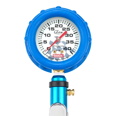 Tire Inflator and Gauge, 0-40 psi, Analog, Glow in the Dark, 2-1/4 in Diameter, White Face, Each - QCP-56-242