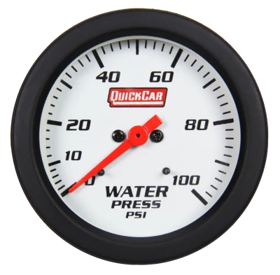 Water Pressure Gauge, 0-100 psi, Mechanical, Analog, Full Sweep, 2-5/8 in Diameter, White Face, Built-in Warning Light, Kit. - QCP-611-7008