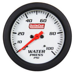 Water Pressure Gauge, 0-100 psi, Mechanical, Analog, Full Sweep, 2-5/8 in Diameter, White Face, Built-in Warning Light, Kit.