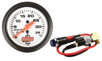 Water Pressure Gauge, 0-35 psi, Mechanical, Analog, Full Sweep, 2-1/16 in Diameter, White Face, Warning Light, Kit - QCP-61-716