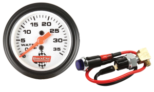 Water Pressure Gauge, 0-35 psi, Mechanical, Analog, Full Sweep, 2-1/16 in Diameter, White Face, Warning Light, Kit