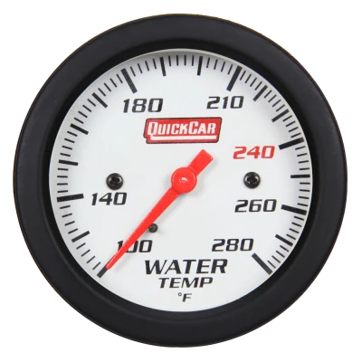 Water Temperature Gauge, Extreme, 100-280 Degree F, Mechanical, Analog, Full Sweep, 2-5/8 in Diameter, White Face, Built-in Warning Light, Each - QCP-611-7006