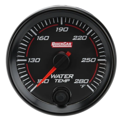 Water Temperature Gauge, Redline, 100-280 Degree F, Electric, Analog, Full Sweep, 2-5/8 in Diameter, Black Face, Each. - QCP-69-006