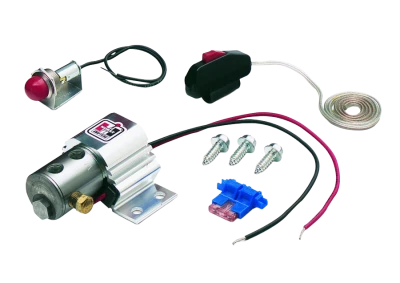 Line Lock Shutoff Valve, Roll Control, 1/8 in NPT Inlet, 1/8 in NPT Outlet, Fuse / Switch / Warning Light, Stainless, Polished, Universal, Kit - HUR1745000