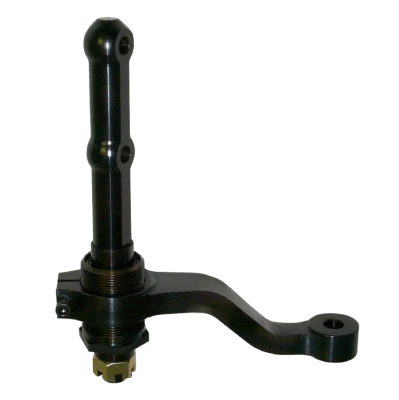 Idler Arm, Hybrid, Impala Arm with Chevelle Shaft, 5.375in. Long, 1.25in. Offset, 1.5in/ ft. Taper, Billet, Black, Each. - HOW-23427