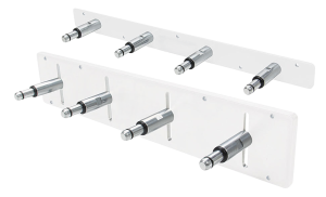 Shock Rack,Wall Mount, 18 in. long, holds 4 shocks, , Adjustable Bottom, Alum, White