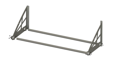 Tire Rack, Main Section, Kit Includes the Following: Left Plate End- x1, Right Plate End- x1, Tubes(71-7/8" x 2" x 1/8")- x2, Tire Rack Flange- x4, Tire Rack End Covers- x4, 3/8-16 x 3/4 Button Head Bolt- x12,1/4-20 x 1 Socket Head Bolt- x8, 1/4-20 Lock Nut- x8. Also Includes Instruction Diagram. Rack will accept 4 late model tires, roughly 68 in of space. - TR1