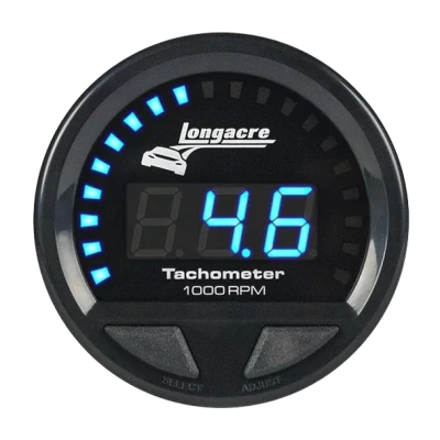 Tachometer, Digital Elite Waterproof, 0-10000 RPM, Electric, LED, Warning Light, 2-5/8 in Diameter, Black Face, Each - LON52-46863