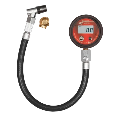 Tire Pressure Gauge, Basic Digital, 0-60 psi, Digital, 2 in Diameter, Red Face, 0.1 lb Increments, Each - LON52-53006