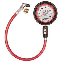 Tire Pressure Gauge, Magnum, Glow in the Dark, 0-40 psi, Analog, 3-1/2 in Diameter, White Face, 1/2 lb Increments, Silver Case, Each