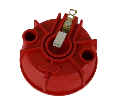 Cap and Rotor Kit, Cap-A-Dapts, HEI Style Terminal, Stainless Terminals, Clamp Down, Red, Vented, Fixed Rotor, MSD Distributors, V8, Kit - MSD8445