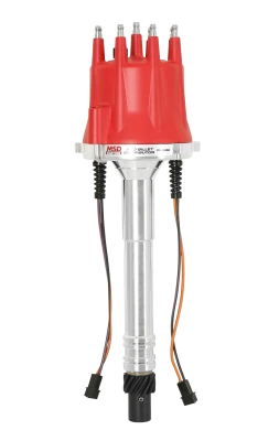 Distributor, Pro-Billet, Dual Magnetic Pickup, Mechanical Advance, HEI Style Terminal, Red, Chevy V8, Each - MSD8356