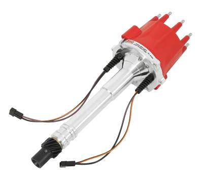 Distributor, Pro-Billet, Dual Magnetic Pickup, Mechanical Advance, HEI Style Terminal, Red, Chevy V8, Each - MSD8356