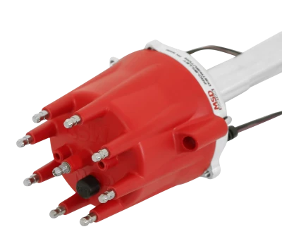 Distributor, Pro-Billet, Dual Magnetic Pickup, Mechanical Advance, HEI Style Terminal, Red, Chevy V8, Each - MSD8356