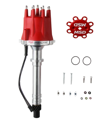 Distributor, Pro-Billet, Magnetic Pickup, Mechanical Advance, HEI Style Terminal, Red, Chevy V8, - MSD85551