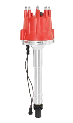 Distributor, Pro-Billet, Magnetic Pickup, Mechanical Advance, HEI Style Terminal, Slip Collar, Red, Chevy V8, Each - MSD85561