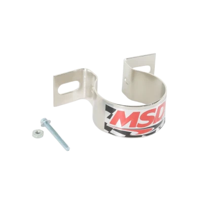 Ignition Coil Bracket, Canister Style, Remote / Horizontal Mount, Steel, Polished, Up to 2.25 in Diameter Coils, Universal, Each - MSD8213