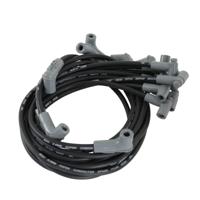 Spark Plug Wire Set, Super Conductor, Spiral Core, 8.5 mm, Black, 90 Degree Plug Boots, HEI Style Terminal, Small Block Chevy, Kit - MSD35593