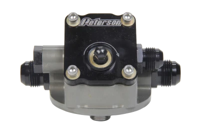 Oil Filter Mount, Primer Pump, 12 AN Male Ports, 13/16-16 in Center Thread, Aluminum, Black Anodized, Universal, Each - PET09-1504