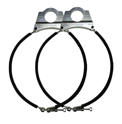 Oil Tank Bracket, Clamp-On, Aluminum / Stainless, Peterson 9 in OD Dirt Late Model Oil Tanks, 1-1/2 in OD Tube, Pair - PET08-0106