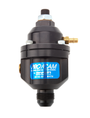 Fuel Pressure Regulator, Adjustable, 3-11 PSI, 8 AN Female O-Ring Inlet, 8 AN Female O-Ring Return, 1/8 in NPT Port, Aluminum, Black Anodized, Gas / E85, Each.