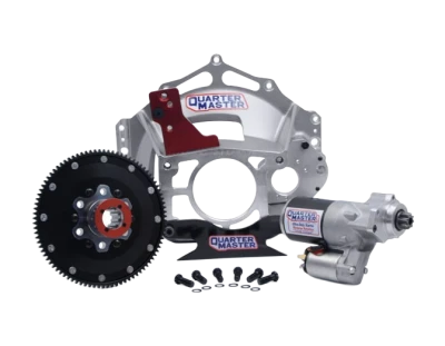 Late Chevy  Aluminum Bellhousing, Top Mount Oil Pump, with Idler, 65t Alum. Flywheel w/ Standard Starter  Clutchless Bellhousing Kit - QTR120509134TM