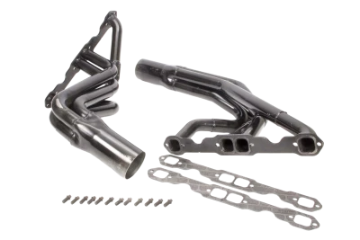 Full Length Headers, Dirt Late Model, 1.625 to 1.75in. Primary, 3.5in. Collector, Includes Gaskets and Hardware, Steel, Black Paint, Small Block Chevy, Fits Rocket (Not XR1), and Bernheisel, Pair. - SCH141-525LV