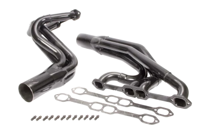 Full Length Headers, Dirt Late Model, 1.75 to 1.875in. Primary, 3.5in. Collector, Includes Gaskets and Hardware, 18 Degree Heads, Steel, Black Paint, Small Block Chevy, Fits Rocket (Not XR1) and Bernheisel, Pair. - SCH142-525LV18
