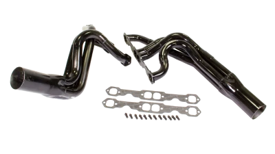 Full Length Headers, Dirt Late Model, 1.75 to 1.875in. Primary, 3.5in. Collector, Includes Gaskets and Hardware, Steel, Black Paint, Small Block Chevy, Fits Barry Wright, Bullitt, GRT, PPM, Pierce, Shaw, Rayburn, Stinger, TNT, and Warrior, Pair. - SCH142-605LVG