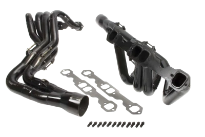 Full Length Headers, IMCA Modified Try-Y, 1.75 to 1.875in. Primary, 3.5in. Collector, Includes Gaskets and Hardware, Steel, Black Paint, Small Block Chevy, fits Bandit, BMS, Dirtworks, GRT, Harris, Hoffman, Jet, Larry Shaw, and Xtreme, Pair. - SCH1106VY