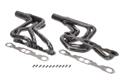 Full Length Headers, Street Stock, 1.625in. Primary, 3in. Collector, Includes Gaskets and Hardware, Steel, Black Paint, Small Block Chevy, Fits Malibu, Monte Carlo, Grand Prix, Regal, Cutlass, and 1970-1981 Camaro/ Firebird, Pair. - SCH185
