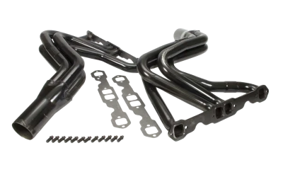 Full Length Headers, Street Stock, 1.625in. Primary, 3in. Collector, Includes Gaskets and Hardware, Steel, Black Paint, Stock Metric Clip 1978-1987, Small Block Chevy, Pair. - SCH107