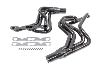 Full Length Headers, Street Stock, 1.625in. to 1.75in. Primary, 3in. Collector, Step Style, Includes Gaskets and Hardware, Steel, Black Paint, GM 604 Crate, Fits Malibu, Monte Carlo, Grand Prix, Regal, Cutlass, and 1970-1981 Camaro/ Firebird, Pair. - SCH185VCM