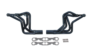 Full Length Headers, Street Stock, 1.75in. Primary, 3.5in. Collector, Includes Gaskets and Hardware, Steel, Black Paint, GM 604 Crate, Fits Malibu, Monte Carlo, Grand Prix, Regal, Cutlass, and 1970-1981 Camaro/ Firebird, Pair.