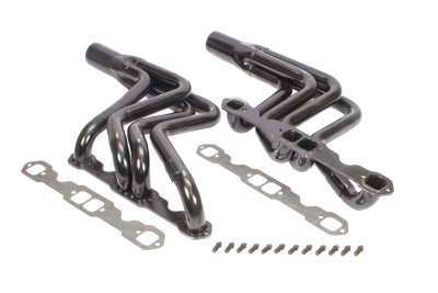 Full Length Headers, Street Stock, 1.75in. Primary, 3.5in. Collector, Includes Gaskets and Hardware, Steel, Black Paint, Small Block Chevy, Fits Camaro and Monte Carlo, Pair. - SCH166A