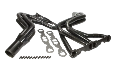 Full Length Headers, Street Stock, 1.75in. Primary, 3.5in. Collector, Includes Gaskets and Hardware, Steel, Black Paint, Stock Metric Clip 1978-1987, Small Block Chevy, Pair. - SCH108
