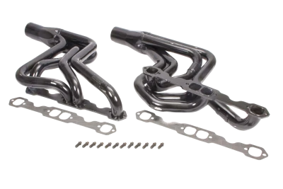 Full Length Headers, Street Stock, 1.75in. Primary, 3in. Collector, Includes Gaskets and Hardware, Steel, Black Paint, Small Block Chevy, Fits Malibu, Monte Carlo, Grand Prix, Regal, Cutlass, and 1970-1981 Camaro/ Firebird, Pair. - SCH186-3