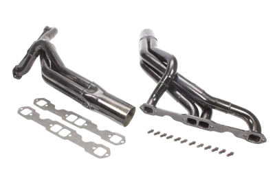 Full Length Headers, Street Stock, 1.75in. to 1.875in. Primary, 3.5in. Collector, Includes Gaskets and Hardware, Steel, Black Paint, Stock Clip, Small Block Chevy, Fits Malibu, Monte Carlo, Grand Prix, Regal, Cutlass, and 1970-1981 Camaro/ Firebird, Pair. - SCH156V