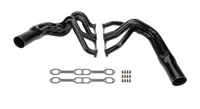 Mid Length Headers, 1.75 to 1.875in. Primary, 3.5in. Collector, Inlcudes Gaskets and Hardware, Steel, Black Paint, 18 Degree Head, Small Block Chevy, Fits Ellis Chassis, Pair. - SCH1152V18