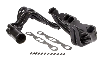Mid Length Headers, IMCA Modified, 1.75in. Primary, 3.5in. Collector, Includes Gaskets and Hardware, Steel, Black Paint, Small Block Chevy, Fits Ellis Chassis, Pair. - SCH1152